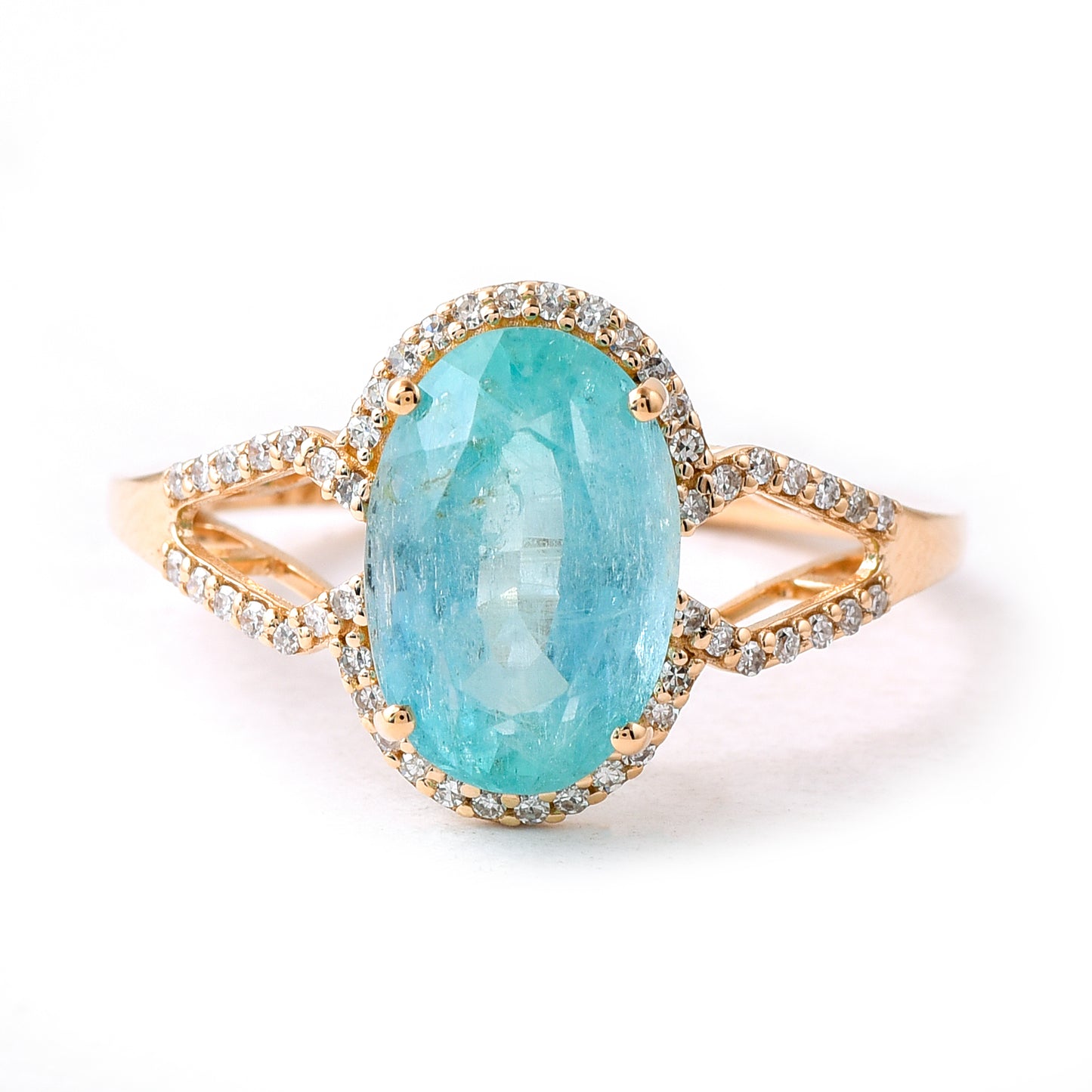 3.66 Ct Oval Mixed Cut Natural Emerald 14K Gold Ring
