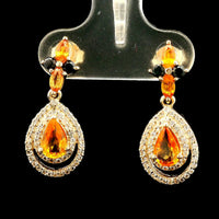 1.90 Ct Pear Multi Sapphire 14K Gold Earrings