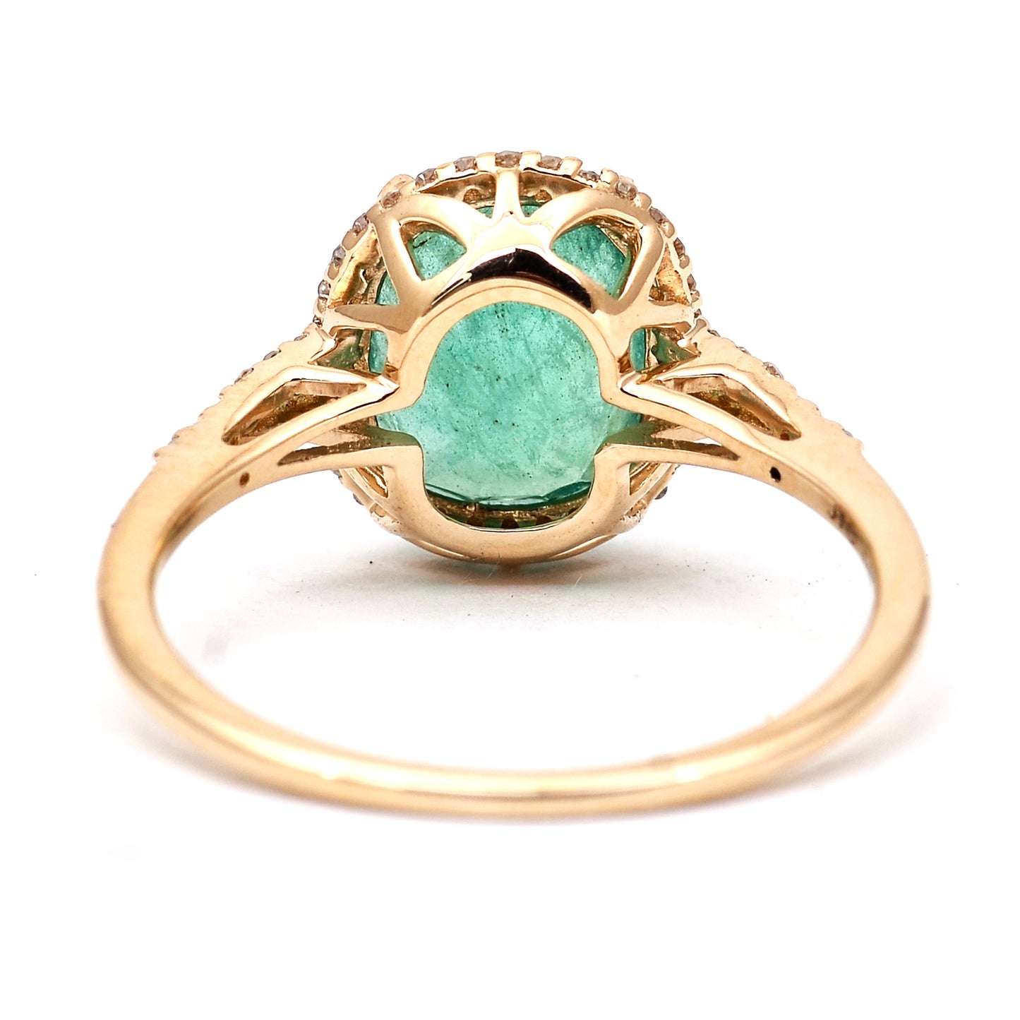 2.61 Ct Cushion Mixed Cut Natural Emerald 14K Gold Ring
