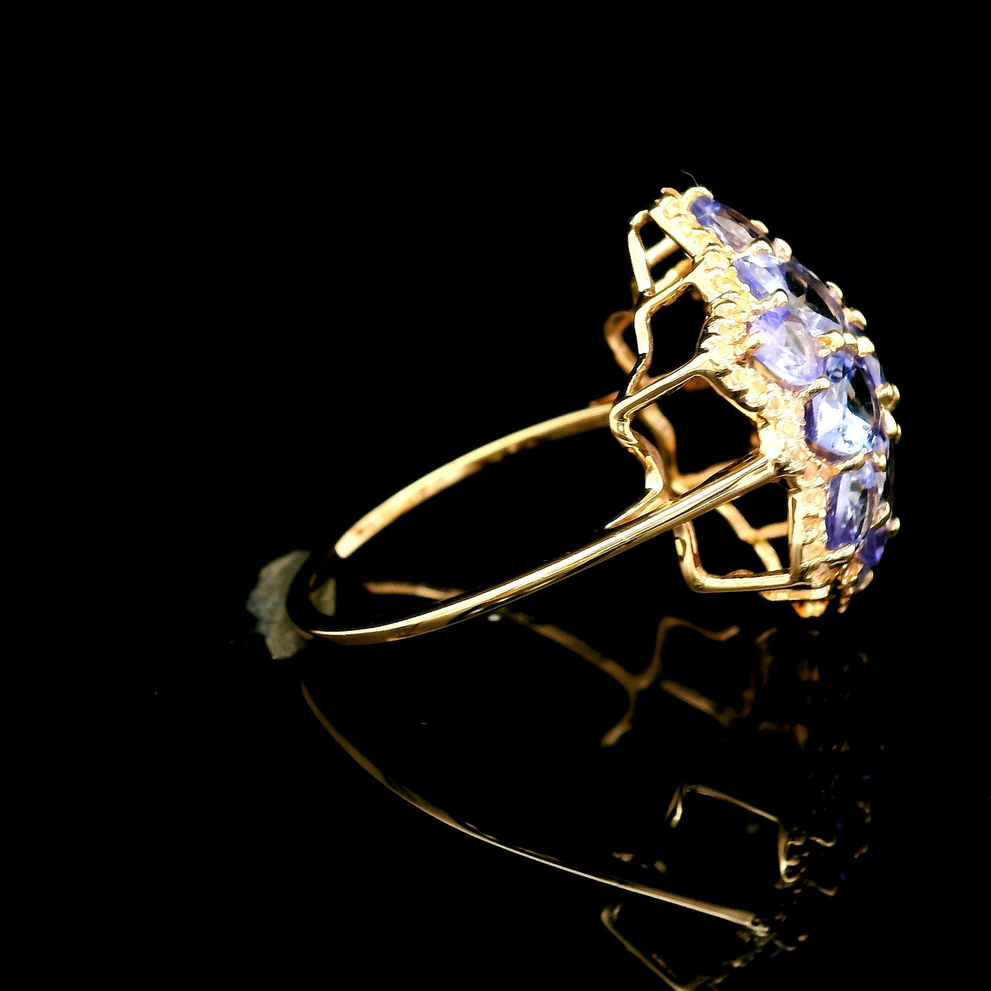 3.47 Ct Pear Tanzanite 14K Gold Ring
