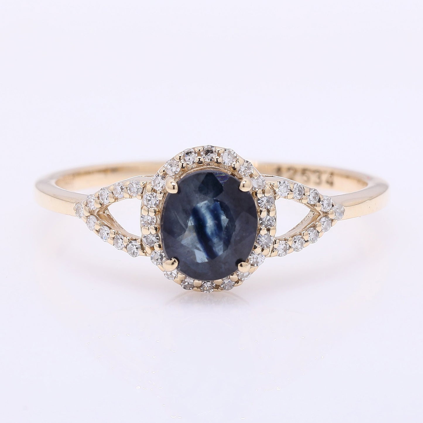 1.18 Ct Oval Mixed Cut Natural Sapphire 14K Gold Ring