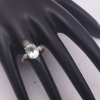 3.27 Ct Oval Mixed Cut Natural Aquamarine 14K Gold Ring