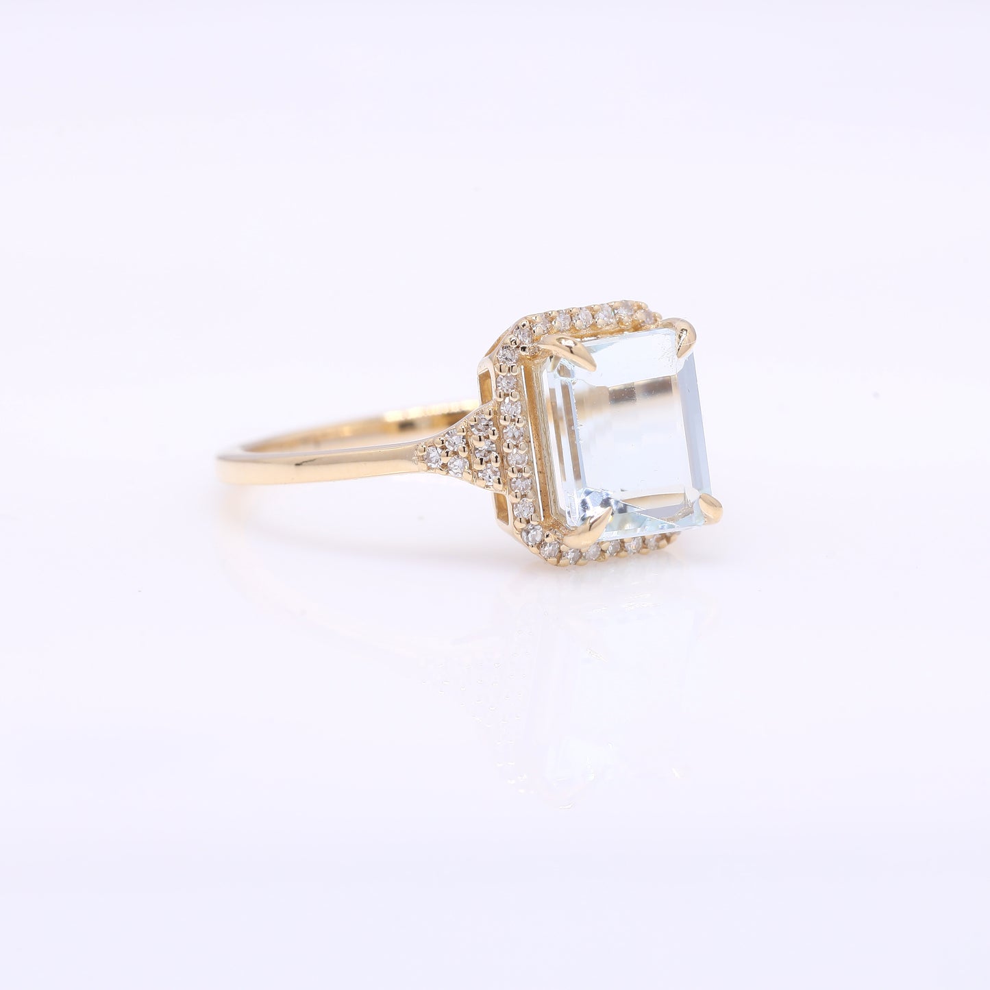 2.18 Ct Octagon Step Cut Natural Aquamarine 14K Gold Ring