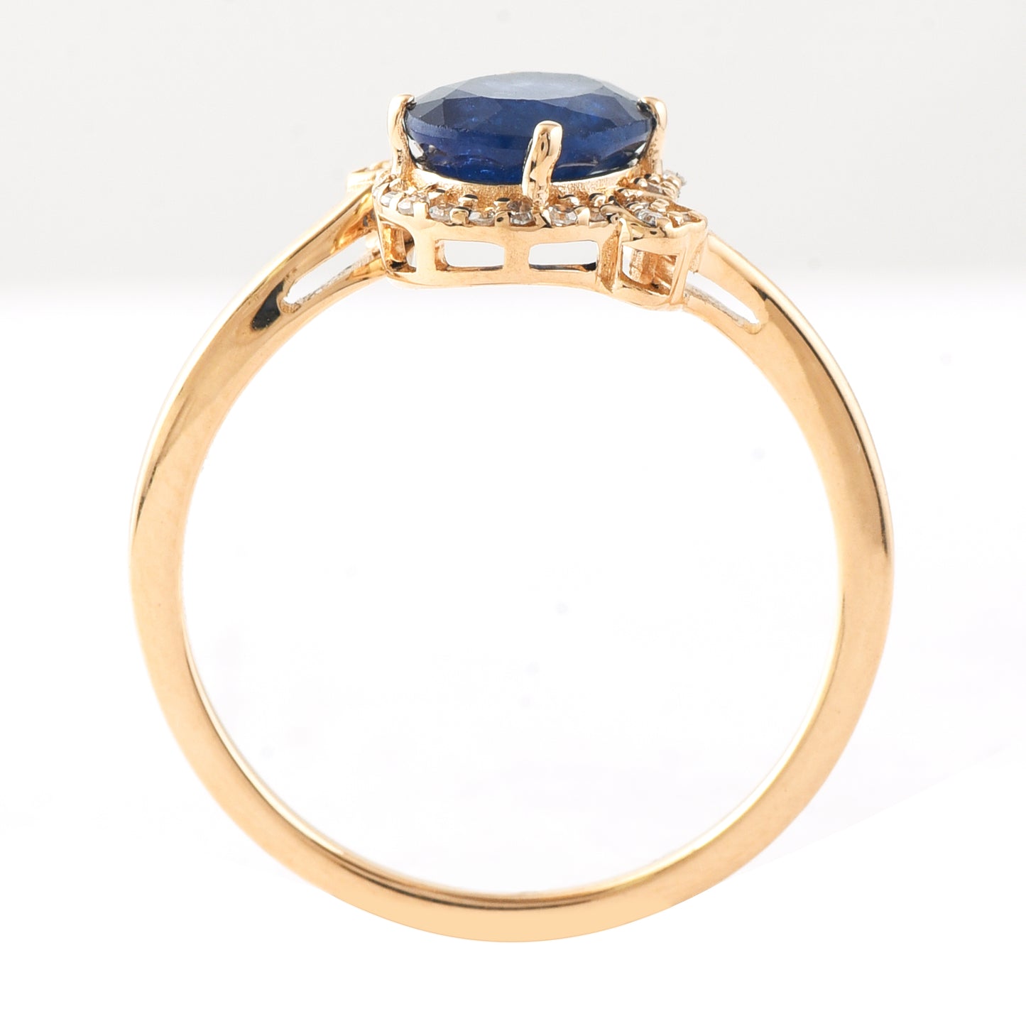 1.60 Ct Oval Mixed Cut Natural Sapphire 14K Gold Ring