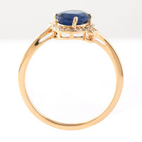 1.60 Ct Oval Mixed Cut Natural Sapphire 14K Gold Ring
