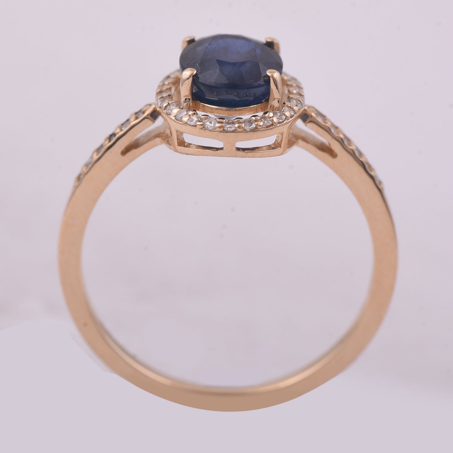 1.92 Ct Oval Mixed Cut Natural Sapphire 14K Gold Ring