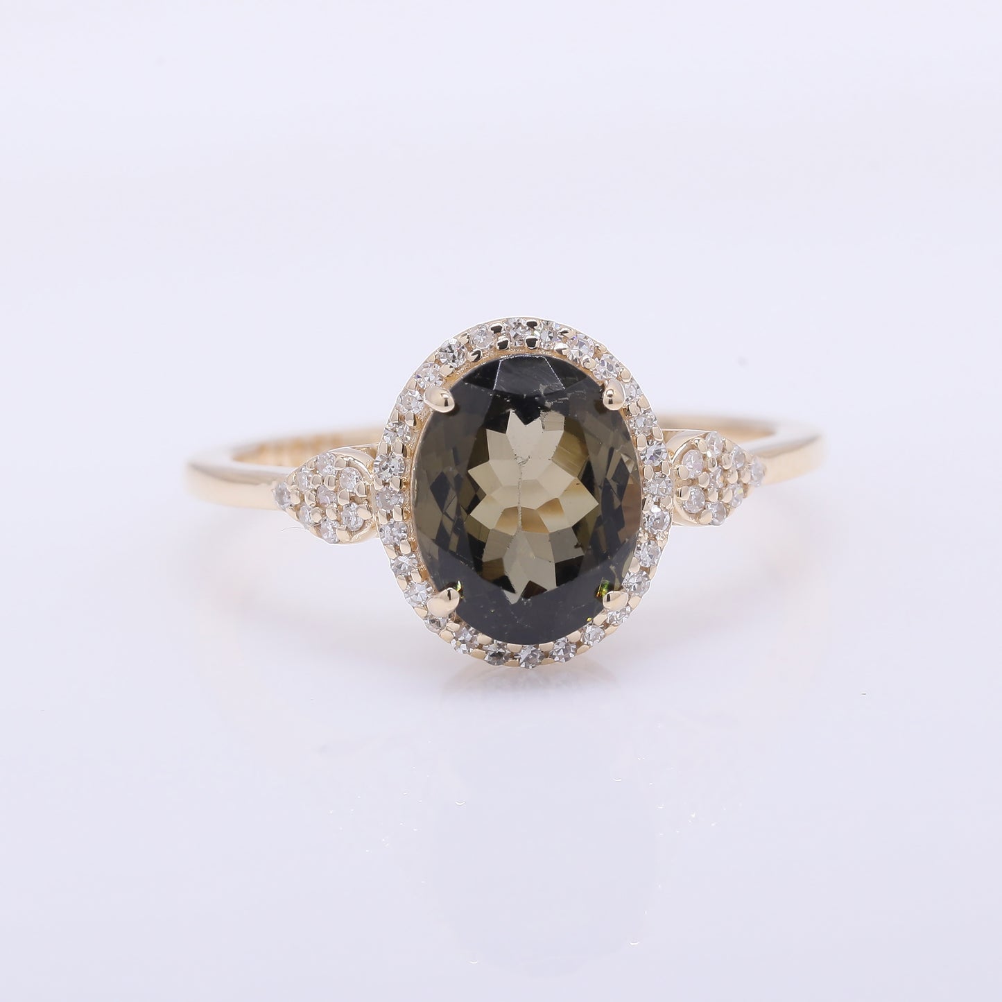 2.34 Ct Oval Mixed Cut Natural Tourmaline 14K Gold Ring
