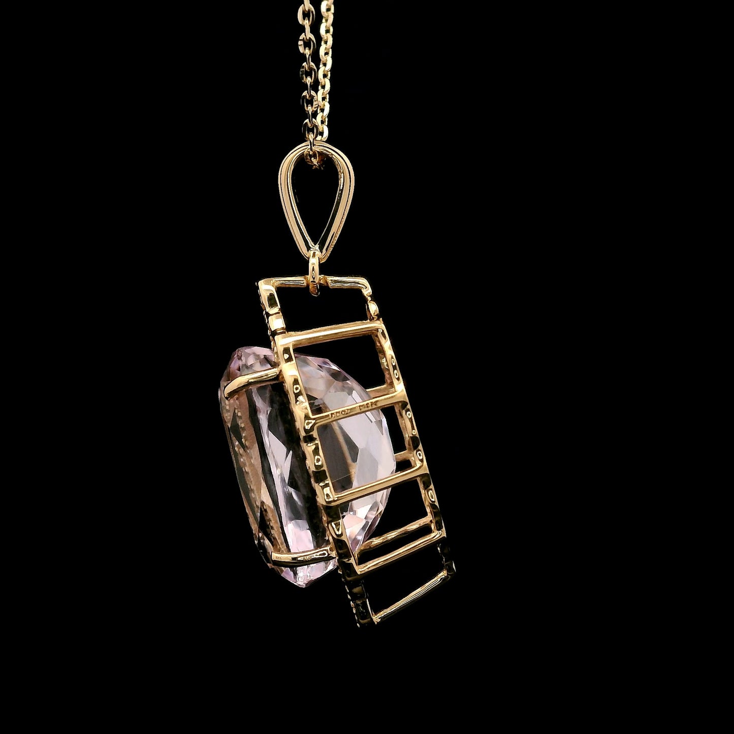 7.11 Ct Oval Kunzite 14K Gold Pendant