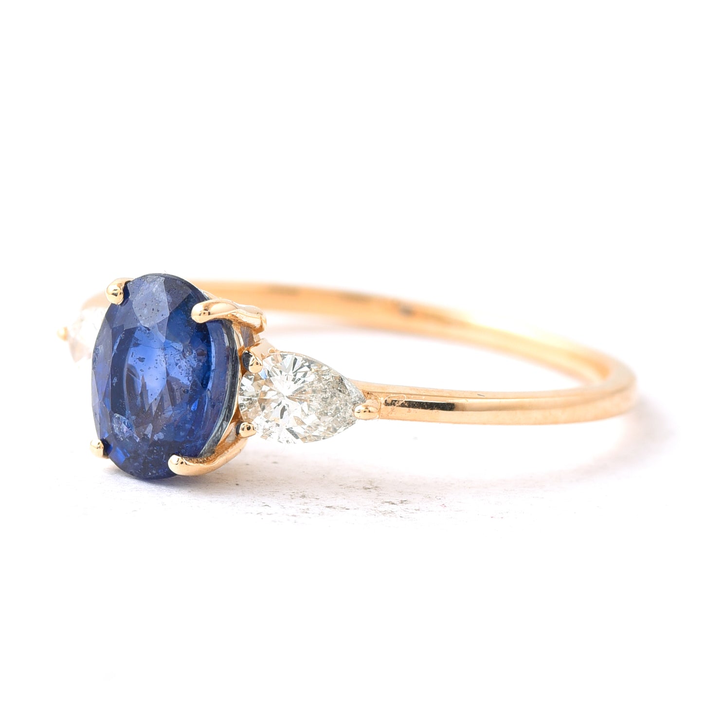 1.29 Ct Oval Mixed Cut Natural Sapphire 14K Gold Ring