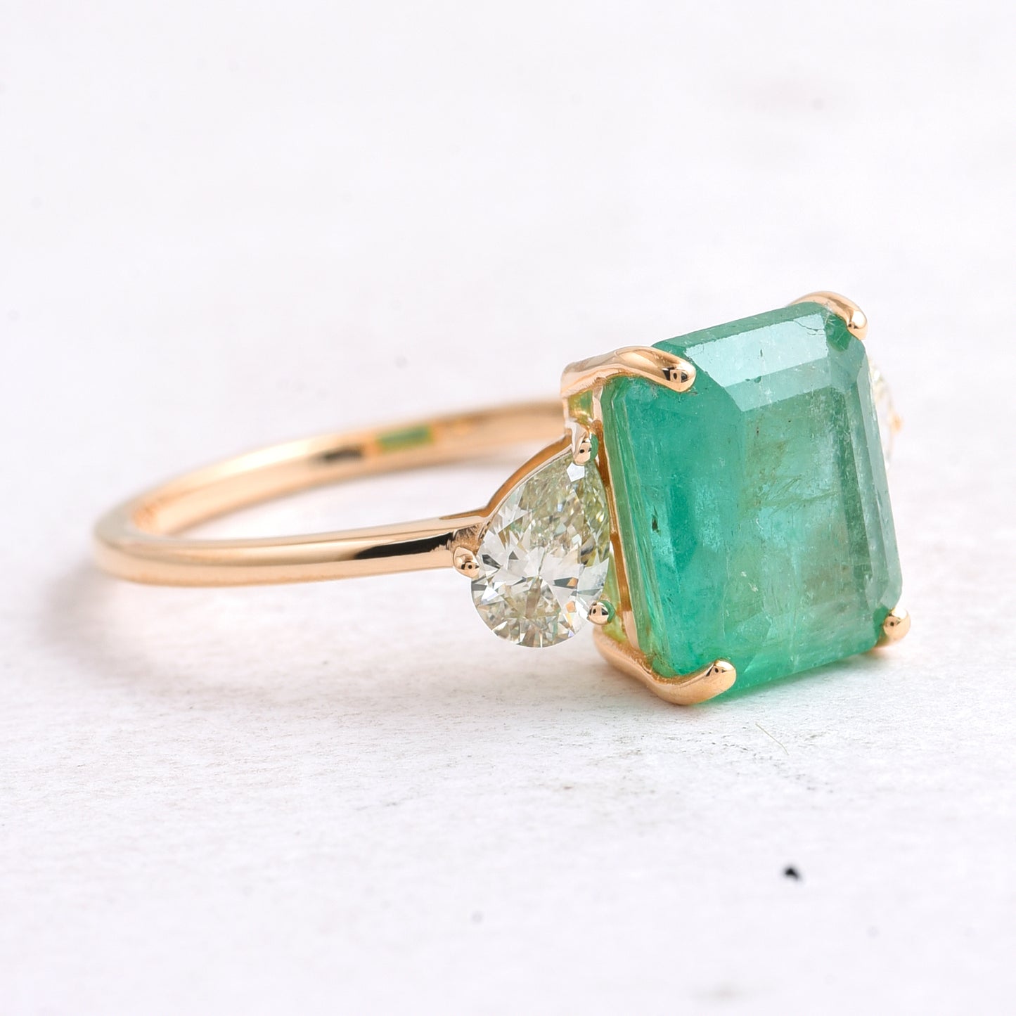 3.05 Ct Octagon Step Cut Natural Emerald 14K Gold Ring