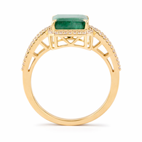 3.87 Ct Octagon Emerald 9K Gold Ring