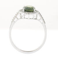 2.52 Ct Oval Mixed Cut Natural Green Sapphire 950 Platinum Ring