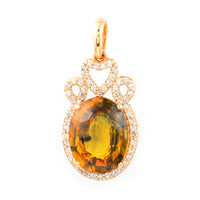 3.70 Ct Oval Mixed Cut Natural Bi Coloured Sapphire 14K Gold Pendant