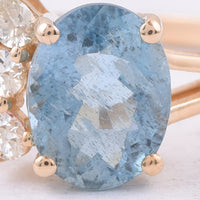 1.34 Ct Oval Natural Aquamarine 14K Gold Ring