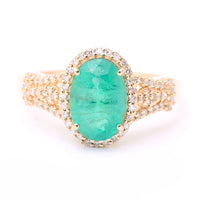2.07 Ct Oval Mixed Cut Natural Emerald 14K Gold Ring