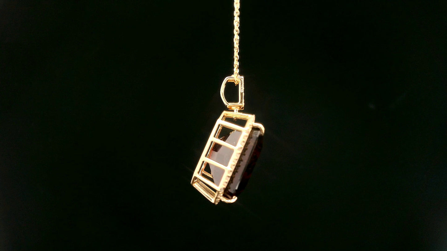 14.08 Ct Octagon Hessonite 14K Gold Pendant