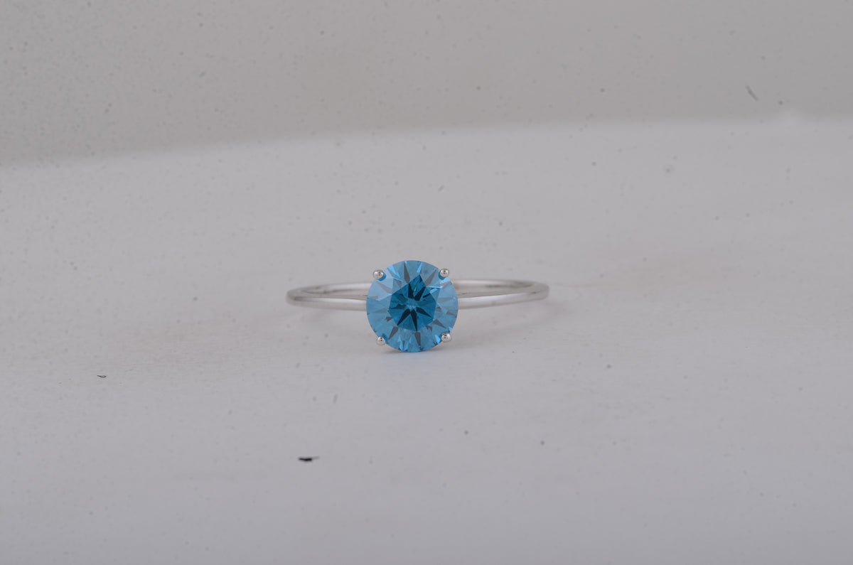1.08 Carats Blue Lab Grown Diamond 14K Gold Ring