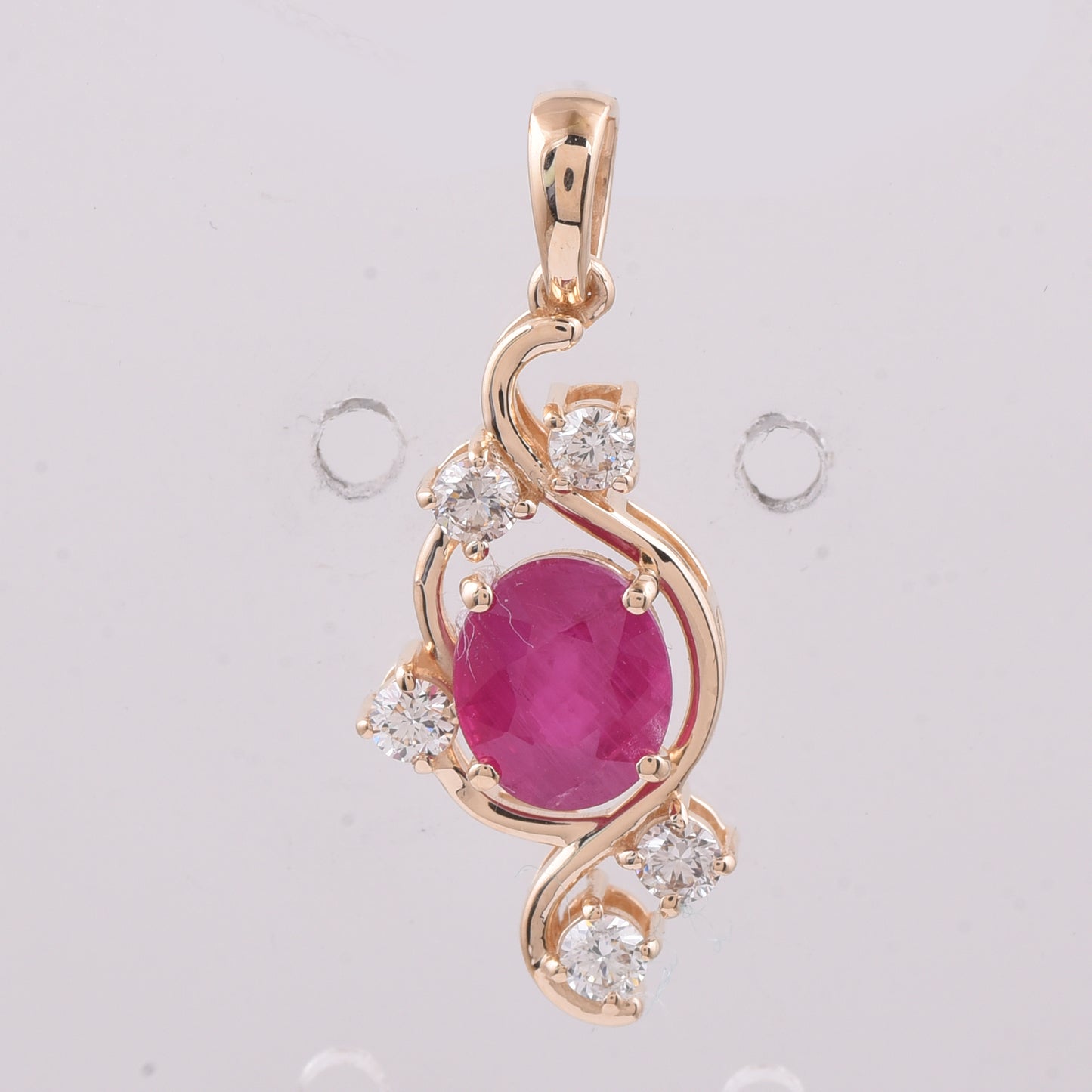 1.84 Ct Oval Natural Ruby 14K Gold Pendant