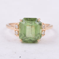 4.98 Ct Octagon Step Cut Natural Peridot 14K Gold Pendant