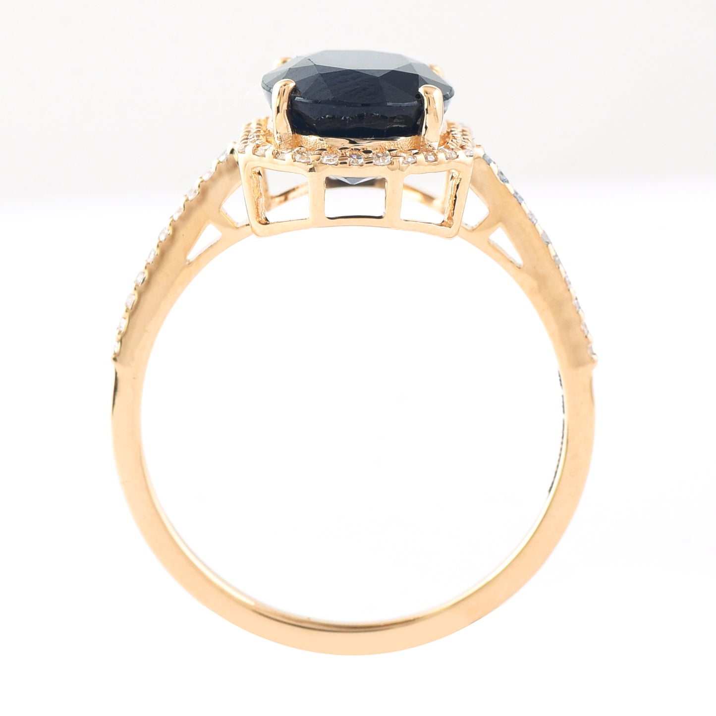 3.65 Ct Oval Mixed Cut Natural Sapphire 14K Gold Ring