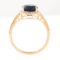 3.65 Ct Oval Mixed Cut Natural Sapphire 14K Gold Ring