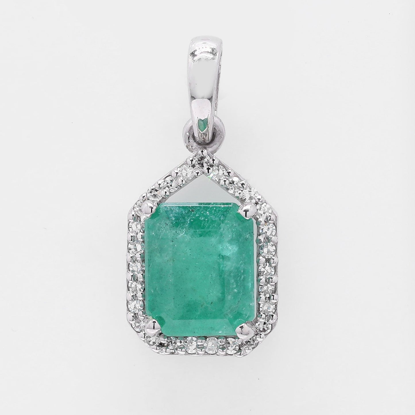 1.49 Ct Octagon Step Cut Natural Emerald 950 Platinum Pendant