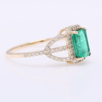 1.44 Ct Octagon Step Cut Natural Emerald 14K Gold Ring