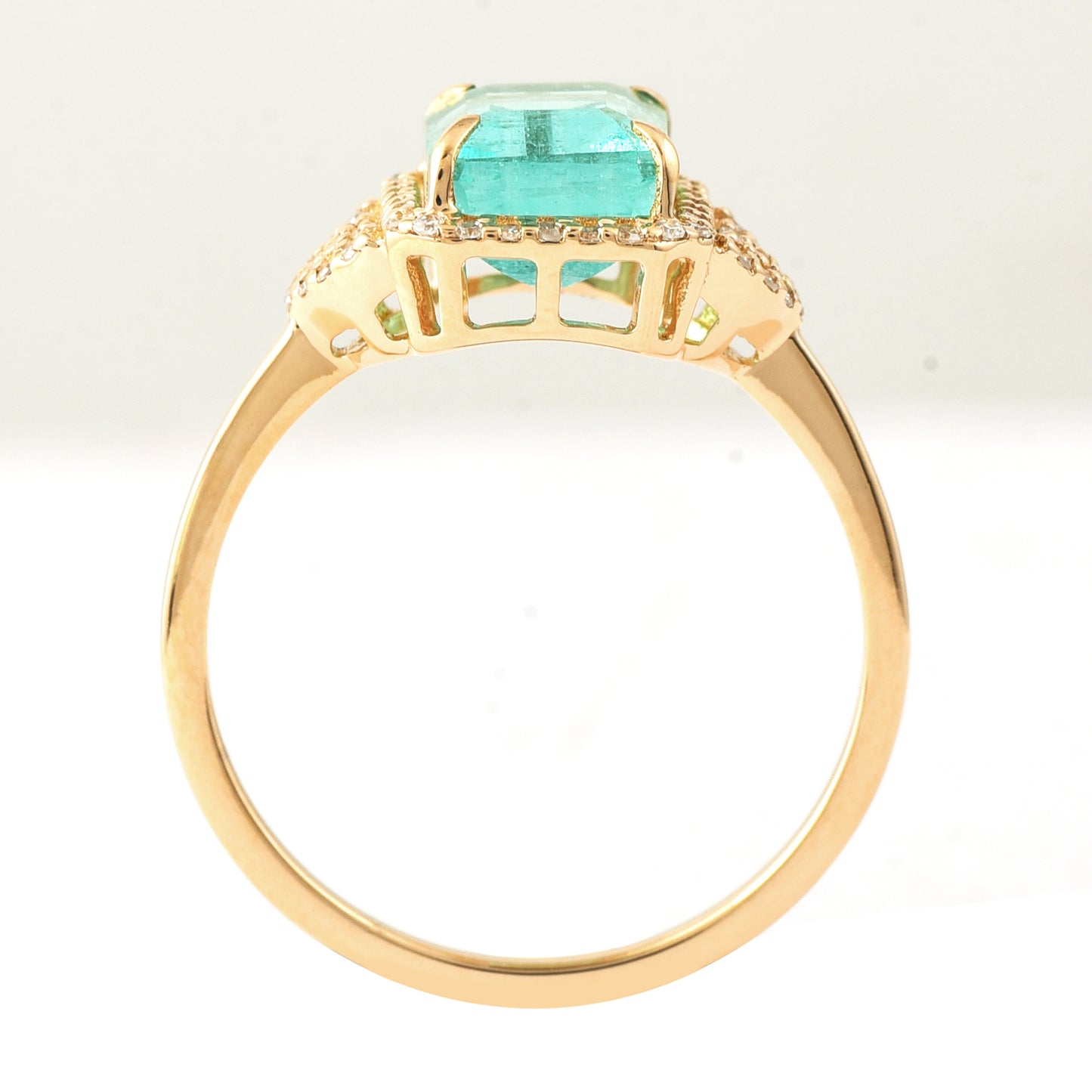 2.22 Ct Octagon Step Cut Natural Emerald 14K Gold Ring