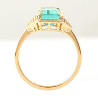 2.22 Ct Octagon Step Cut Natural Emerald 14K Gold Ring