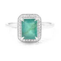 1.69 Ct Octagon Step Cut Natural Emerald 950 Platinum Ring