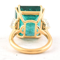 22.17 Ct Emerald Cut Natural Beryl Emerald 18K Gold Ring