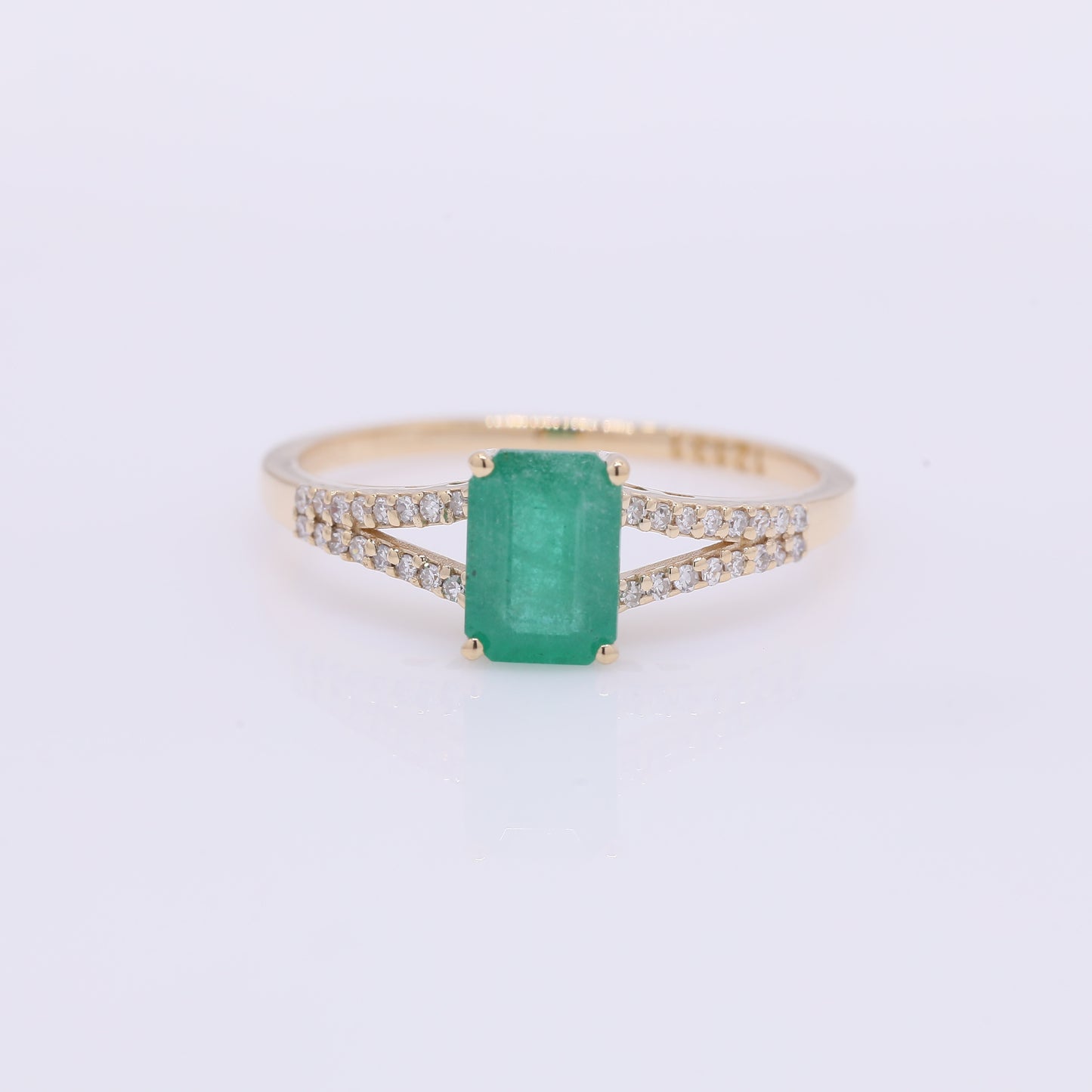 1.14 Ct Octagon Step Cut Natural Emerald 14K Gold Ring