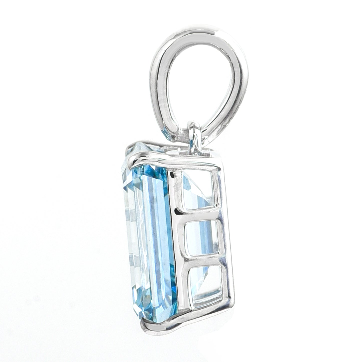 2.09 Ct Emerald Cut Blue Lab Grown Diamond 14K Gold Pendant