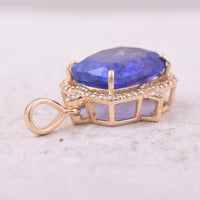 5.18 Ct Cushion Mixed Cut Natural Tanzanite 14K Gold Pendant