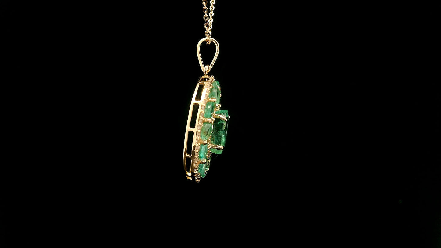 3.43 Ct Oval Emerald 14K Gold Pendant
