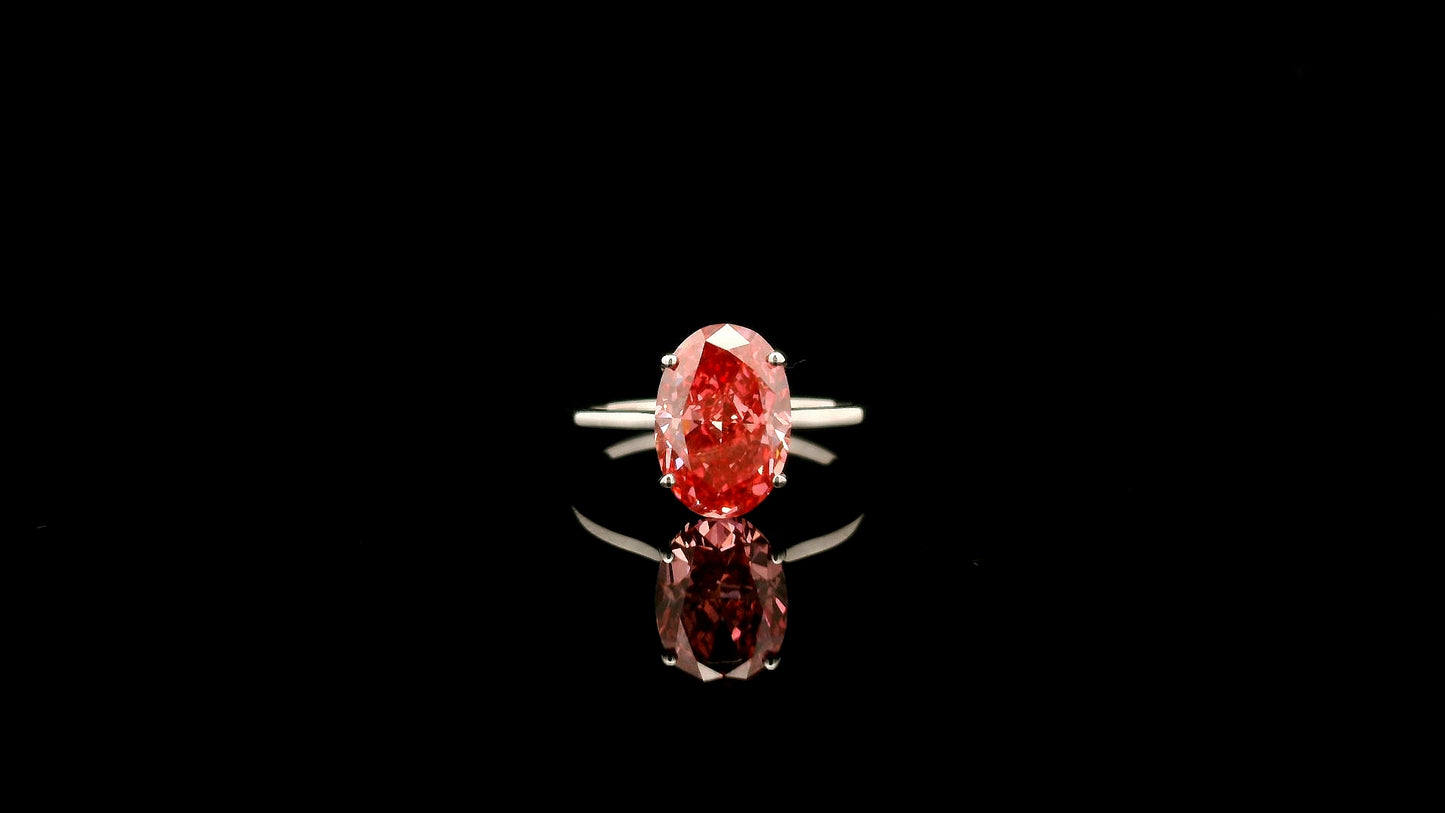 3.09 Carats Pink Lab Grown Diamond 14K Gold Ring