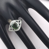 2.43 Ct Oval Mixed Cut Natural Green Sapphire 950 Platinum Ring
