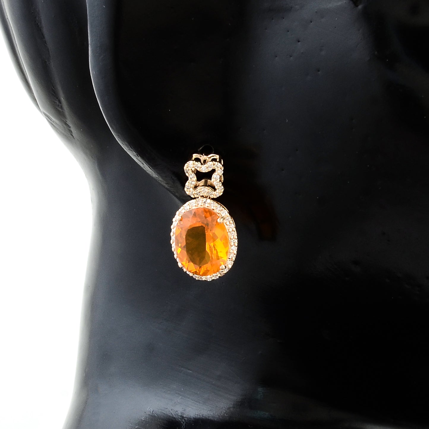 3.72 Ct Oval Mixed Cut Natural Fire Opal 14K Gold Earrings