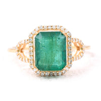 2.80 Ct Octagon Step Cut Natural Emerald 14K Gold Ring