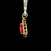 3.95 Ct Oval Mixed Cut Lab Grown Ruby 14K Gold Pendant