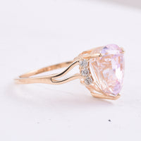 4.59 Ct Pear Natural Kunzite 14K Gold Ring