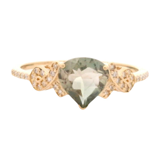 0.95 Ct Heart Oregon Sunstone 14K Gold Ring