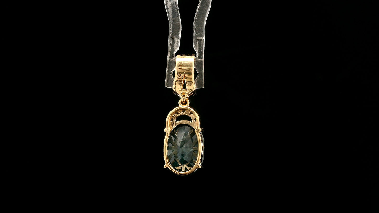 2.32 Ct Oval Mixed Cut Natural Corundum Sapphire 14K Gold Pendant