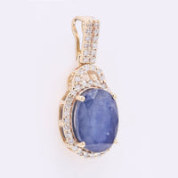 2.91 Ct Oval Mixed Cut Natural Sapphire 14K Gold Pendant