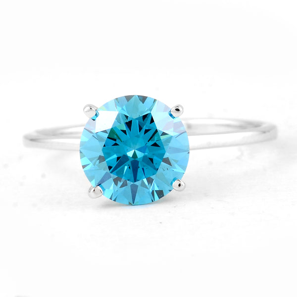 2.09 Carats Blue Lab Grown Diamond 14K Gold Ring