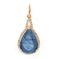 4.61 Ct Pear Mixed Cut Natural Sapphire 14K Gold Pendant
