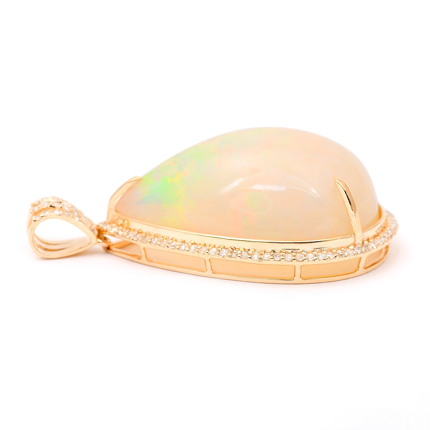 19.95 Ct Pear Natural Opal 14K Gold Pendant