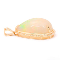 19.95 Ct Pear Natural Opal 14K Gold Pendant