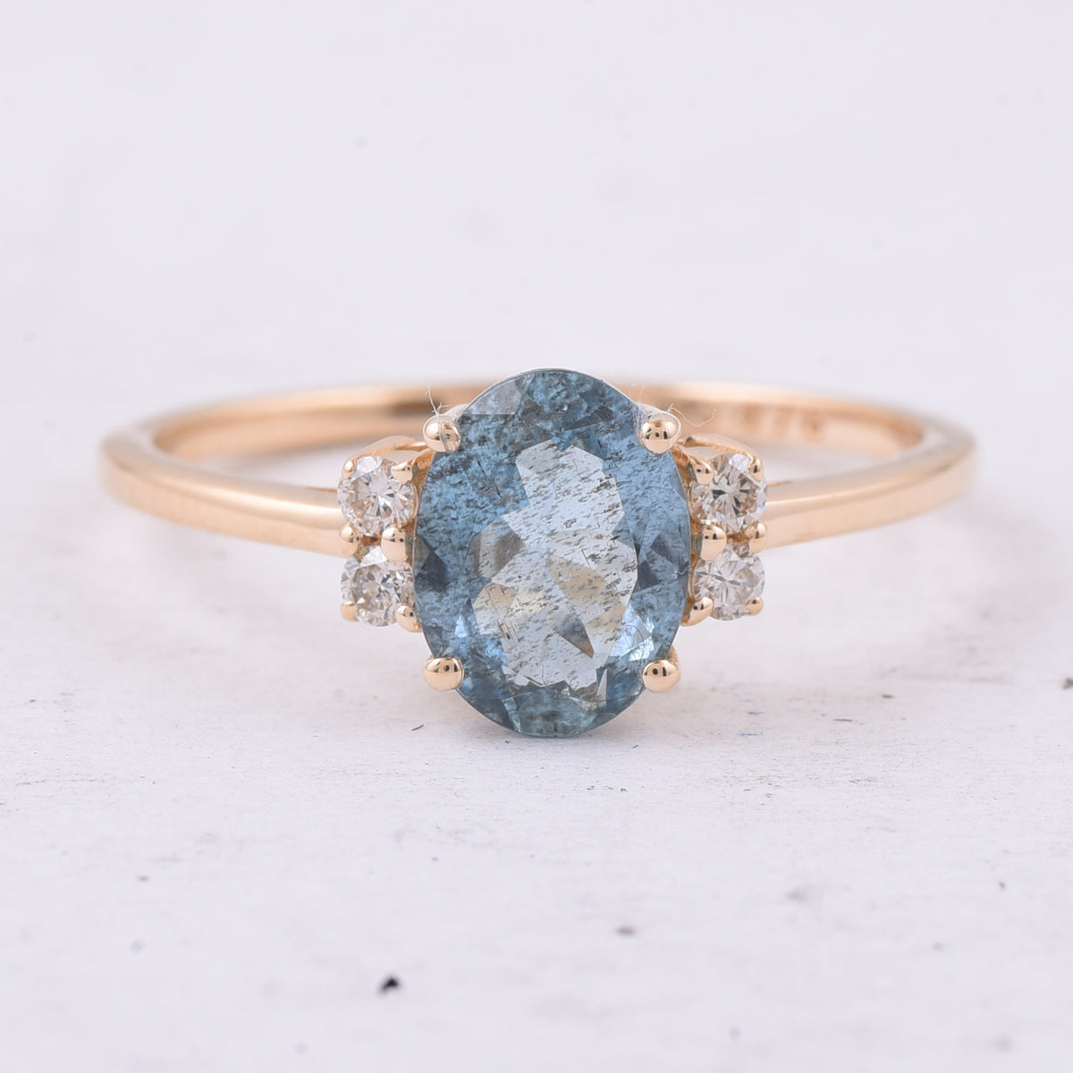 1.10 Ct Oval Natural Aquamarine 14K Gold Ring