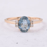1.10 Ct Oval Natural Aquamarine 14K Gold Ring